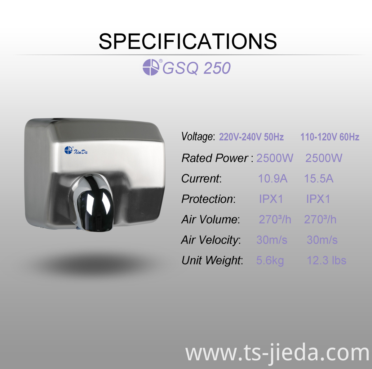 Auto hand dryer with 360°revolving nozzle Auto hand dryer with 360°revolving nozzle